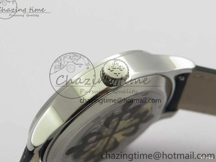 MIROTIME 0402 Stylish Calatrava 5524 Pilot Travel Time SS GRF Black Dial on Black Leather Strap A324 V 7108